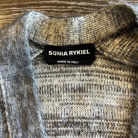 EUC Vintage Sonia Rykiel Gray Mohair Wool Cardigan Sweater Pink Trim Buttons Sml - Picture 2 of 13